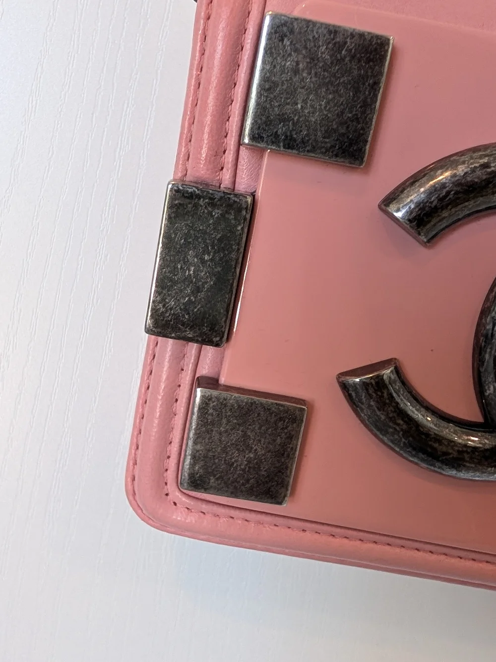 Chanel Brick Lego Pink Leather Boy Mini Flap Bag